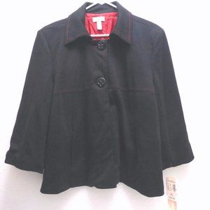 New black red stitching lined coat cape Dressbarn XL Y2K